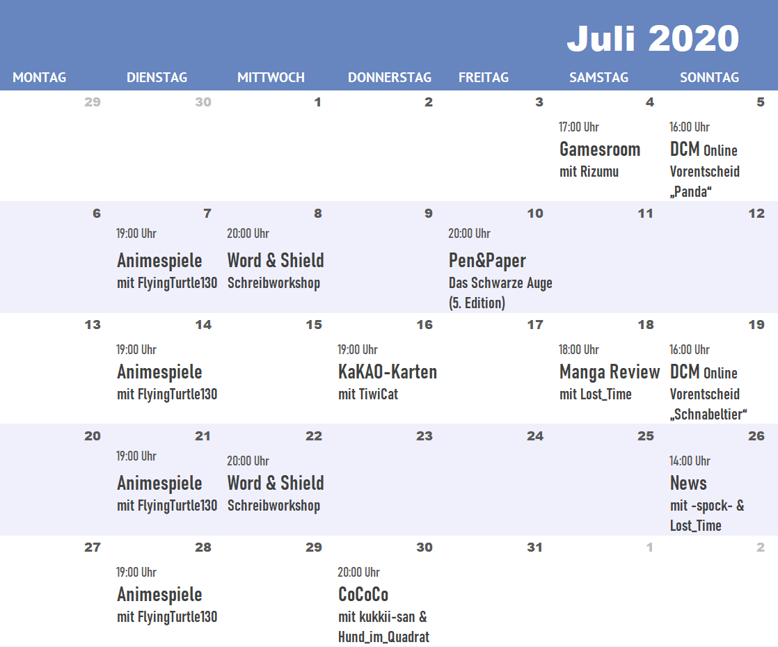 Streamingkalender Juli 2020